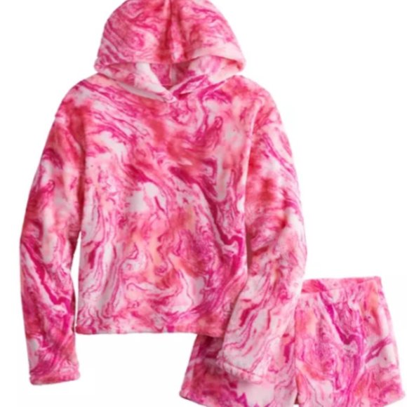 SO Other - *SOLD*  NWT Girls SO Hoodie & Shorts Pajama Set XL 14/16 Pink Marble